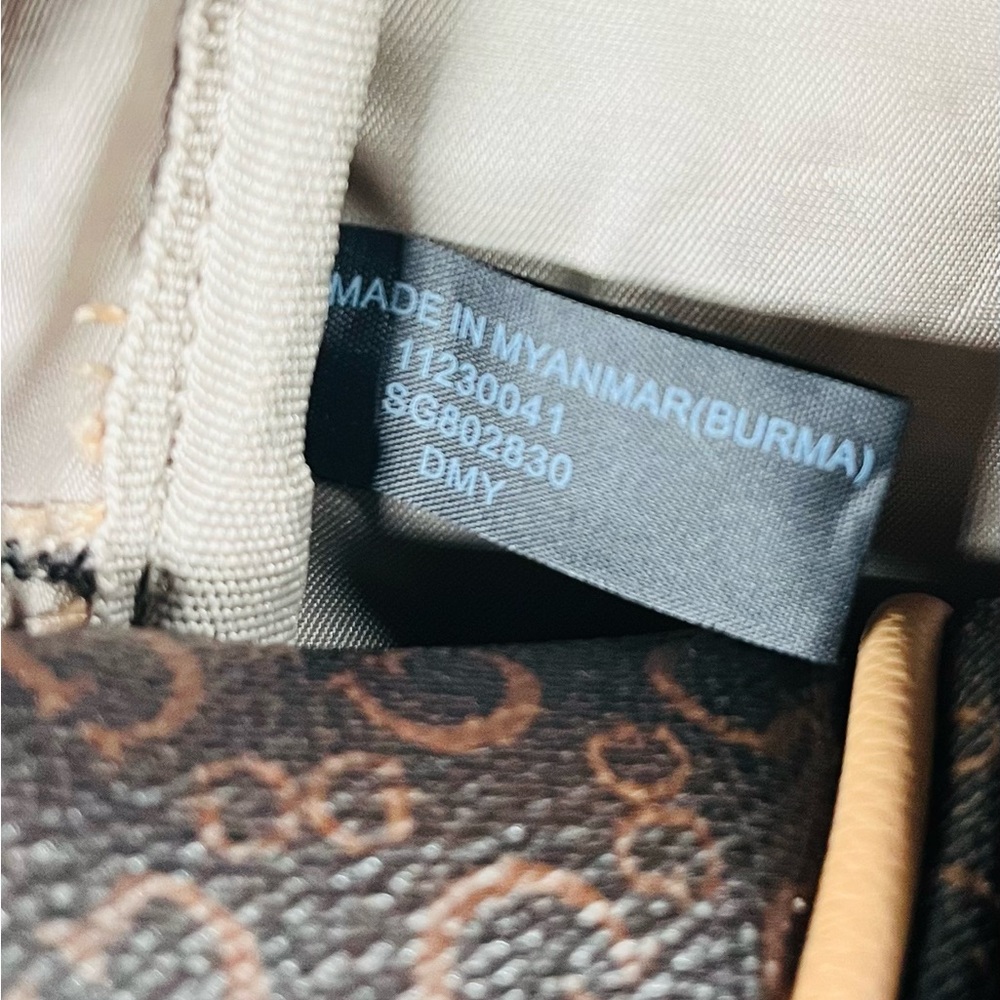 GUESS Monogram Brown and Tan Backpack - Picture 9 of 13